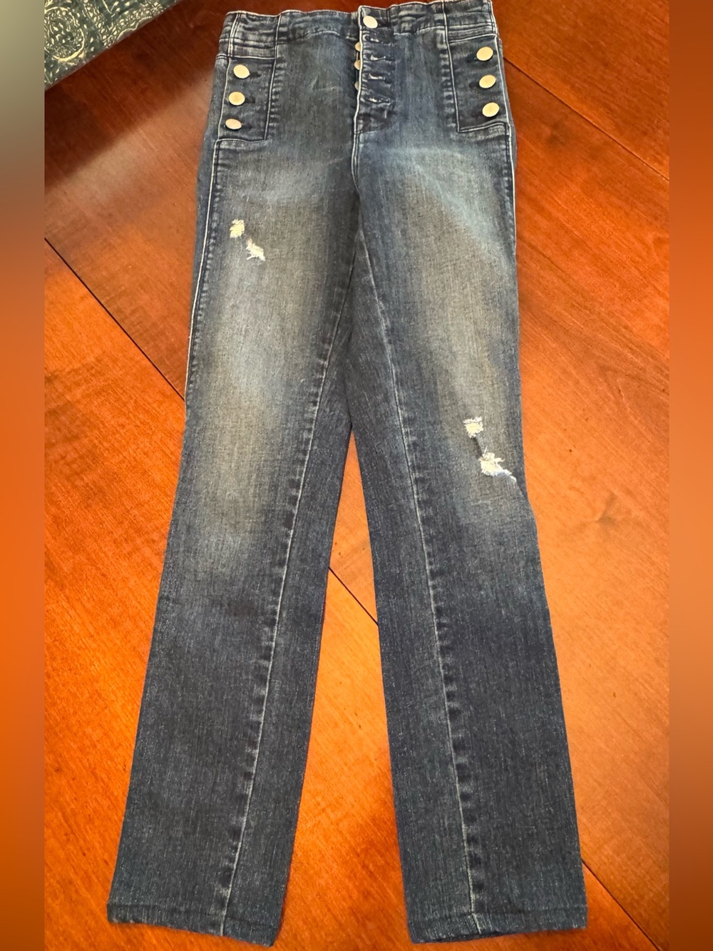 J Brand Natasha High-Rise Navy Wash Jeans with Button Detail